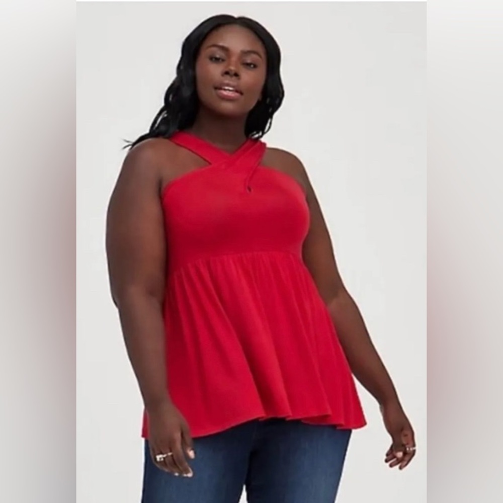 Torrid soft knit Red cross cross babydoll tank.